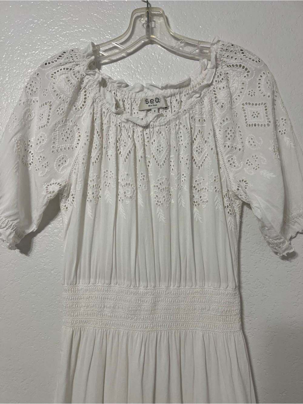 Sea New York White Eyelet Embroidered Midi Dress Boho Cottagecore Romantic - Picture 7 of 10